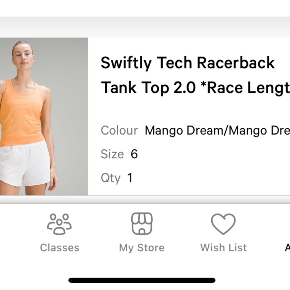 Lululemon Swiftly Tech Racerback Tank Top 2.0 - Mango Dream